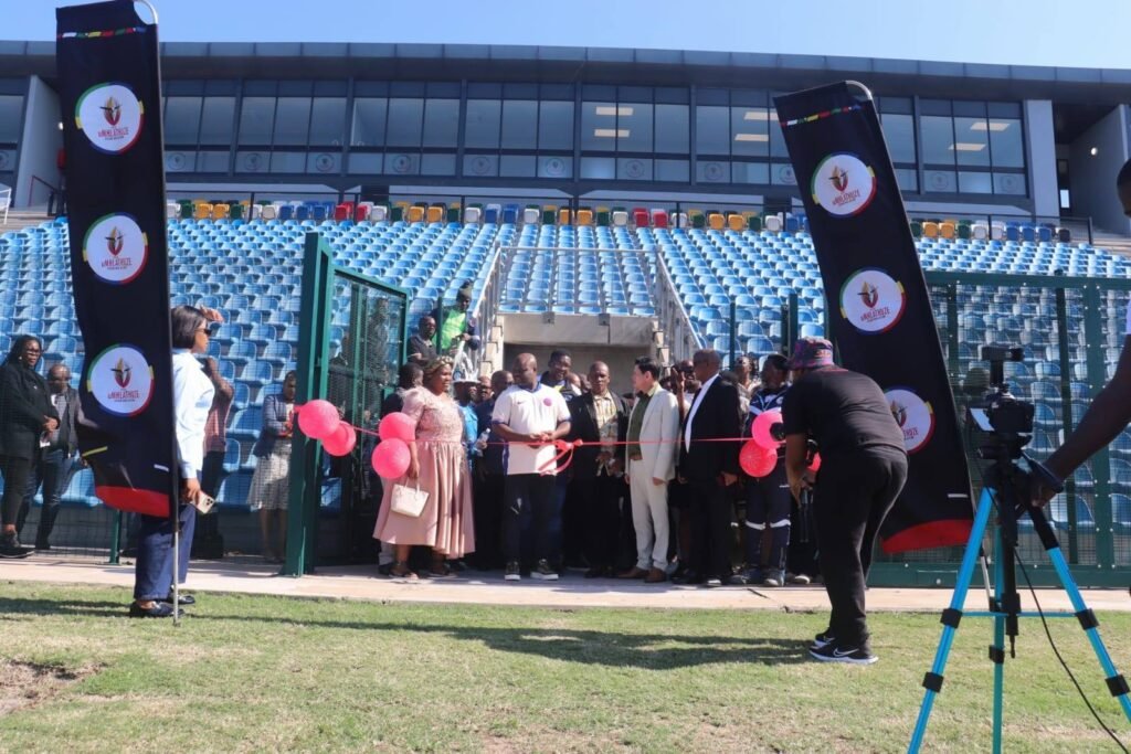 Official opening of the Richards Bay Stadium ceremony, mayor cutting the ribbon