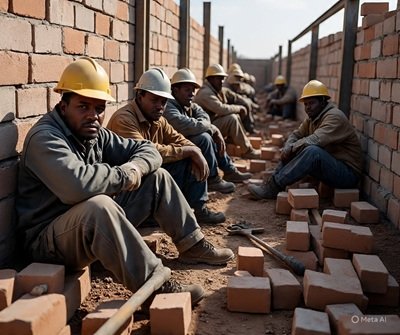 Frustrated workers at Durban construction site after wage dispute