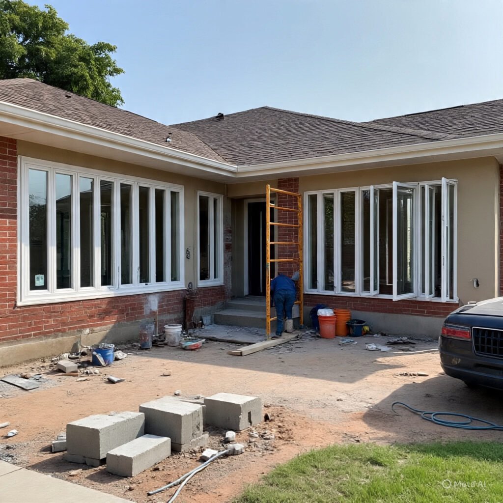 Ongoing home renovation project in Phoenix, Durban, with builders and equipment
