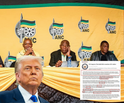 Donald Trump with ANC leaders and US sanctions bill targeting South African officials in 2025