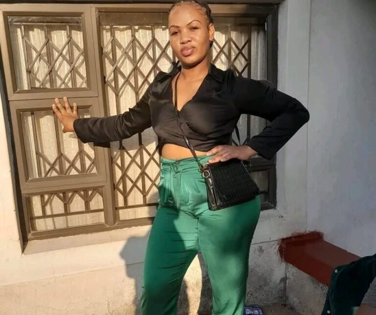 ZamaNguni Gumede wearing green trousers and a black top. Photo shared by the family before she was identified.