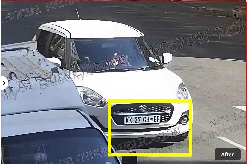 The abandoned white Suzuki Swift belonging to Samkelisiwe Ntinga, found in Krugersdorp.