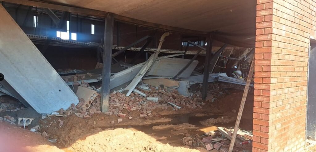 Collapsed structure at Amethyst Business Park in Ormonde, south of Johannesburg.