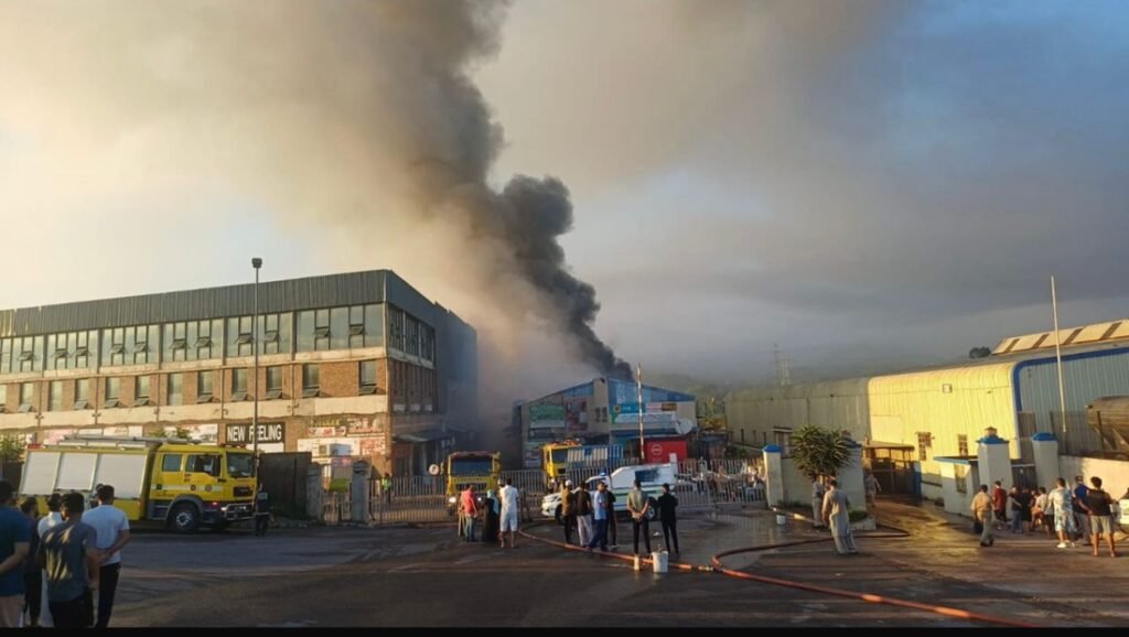 Durban firefighters working to contain the massive fire at China Mall in Springfield