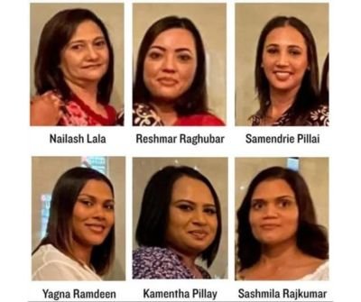 Portraits of six women accused in Durban jewellery theft case, each labelled with their name