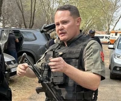 Marius “Vlam” van der Merwe, known as Witness D in the Madlanga Commission of Inquiry, pictured in his security uniform
