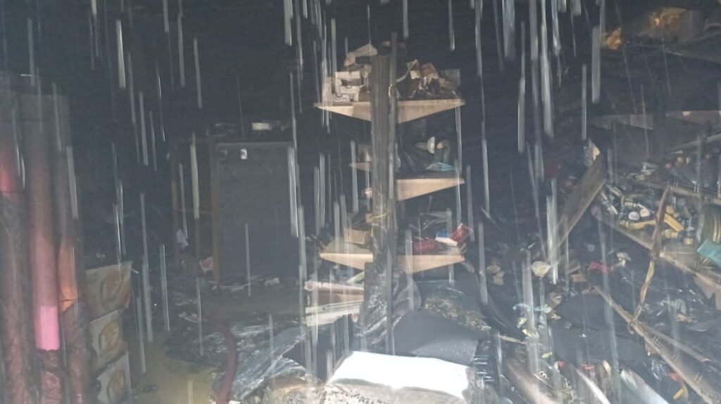 Damage caused by the fire at Springfield China Mall where several shops were destroyed