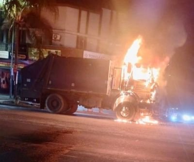 Durban Solid Waste truck on fire in Tongaat CBD on Gopalall Hurbans Street